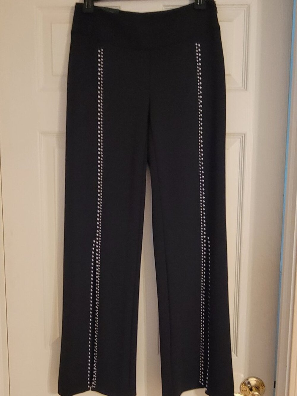 INC wide-leg, split-front pants with silver bead embellishment, 4 petite
